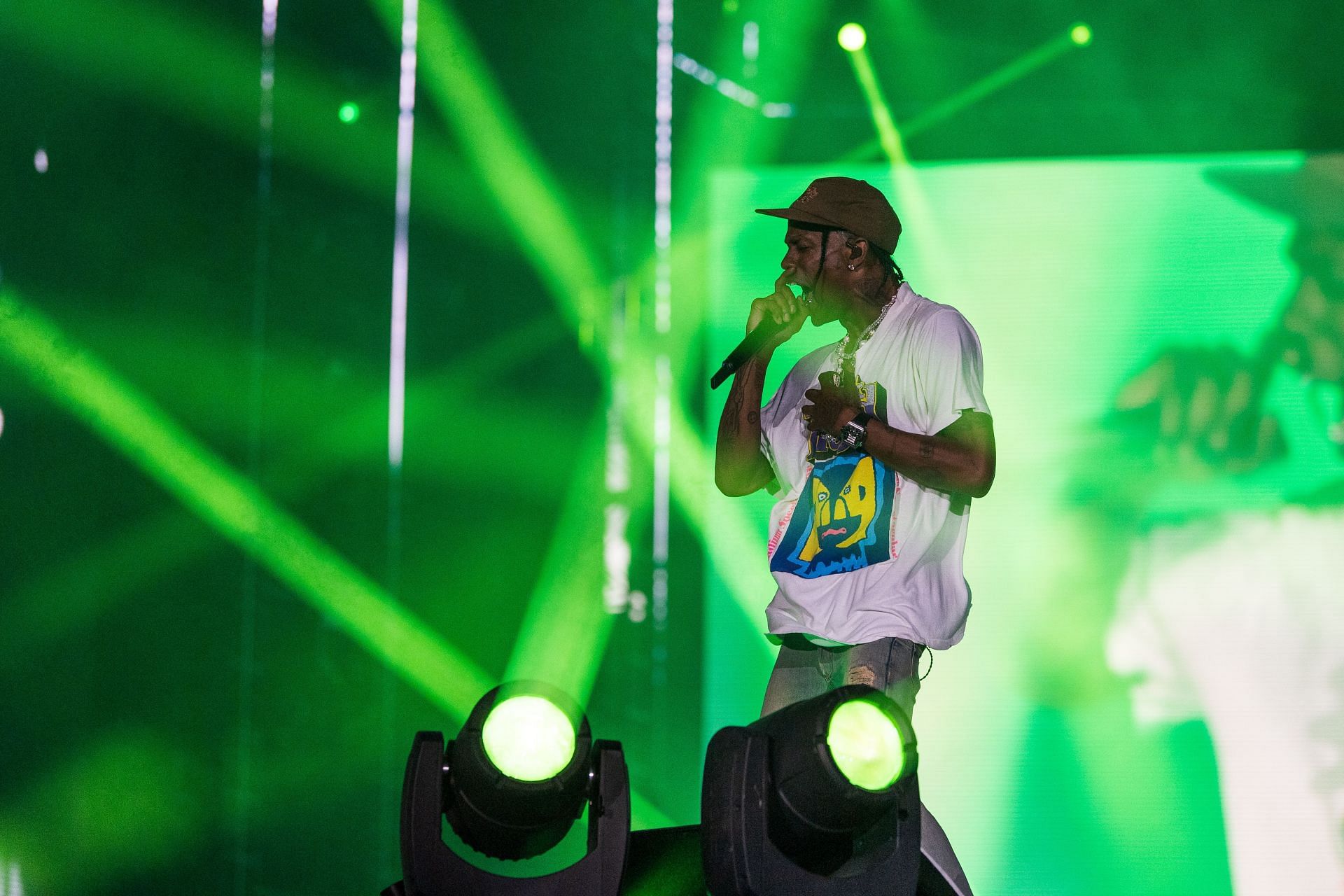 Travis Scott performing for the first time after the Astroworld tragedy (Image via Getty)